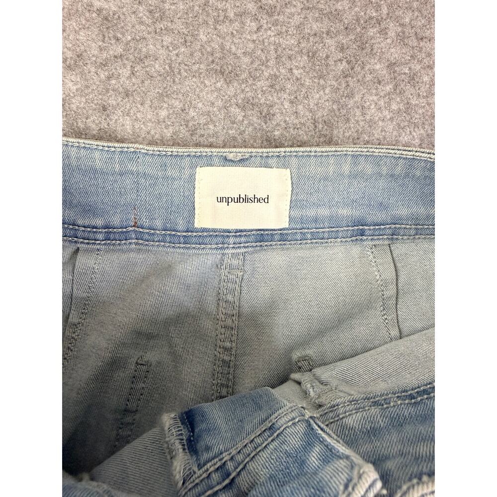 NWT Unpublished Jeans Women 27 Light Wash High Rise Wide Leg Double Button Denim - Picture 4 of 8